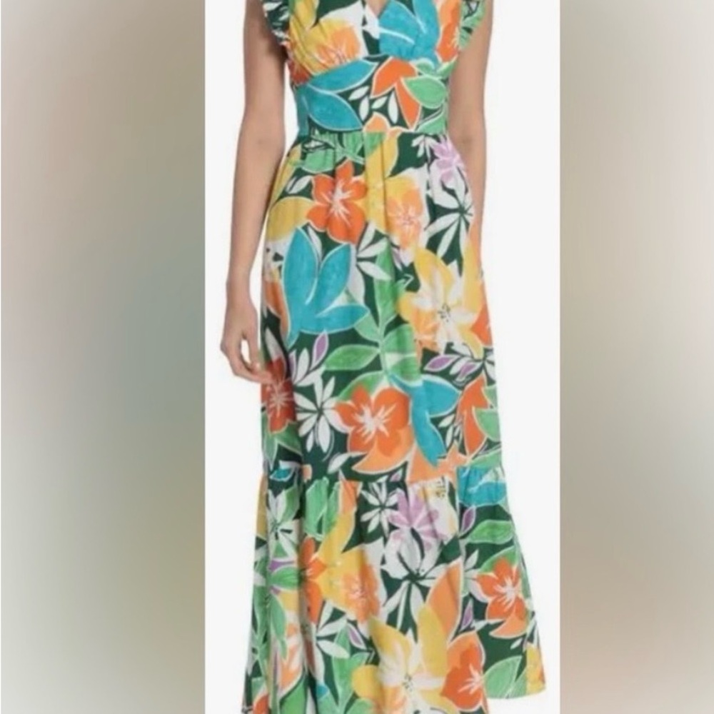 Mandy London Floral Multicolor Maxi Dress size 14. Cotton blend